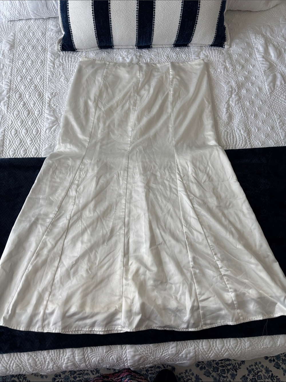H&M Cream A-Line Satin Skirt